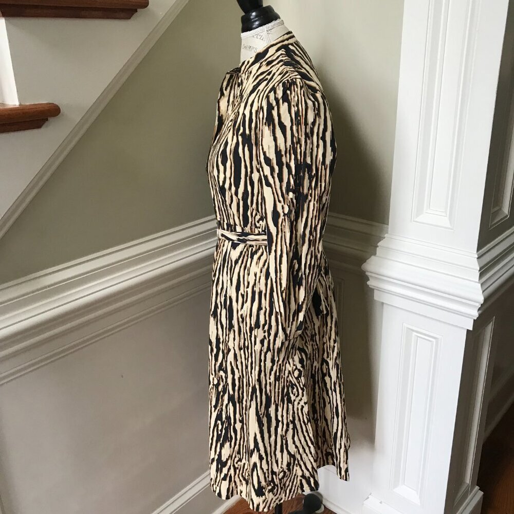 Baum und Pferdgarten Shirt Dress Womens 38 Small Black Tan Tiger Print Midi Boho - Picture 9 of 12
